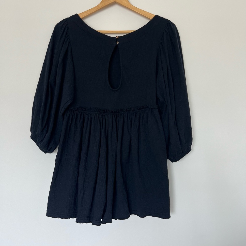 Free People Black Puff Sleeve Romper - Picture 8 of 12